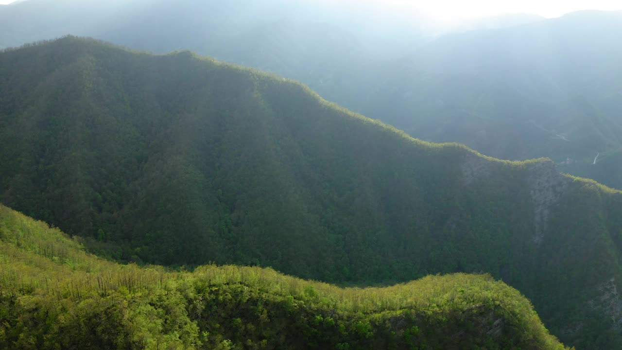 空中美丽的绿色亚平宁山脉，无人机飞行在森林-亚平宁山脉，意大利视频素材