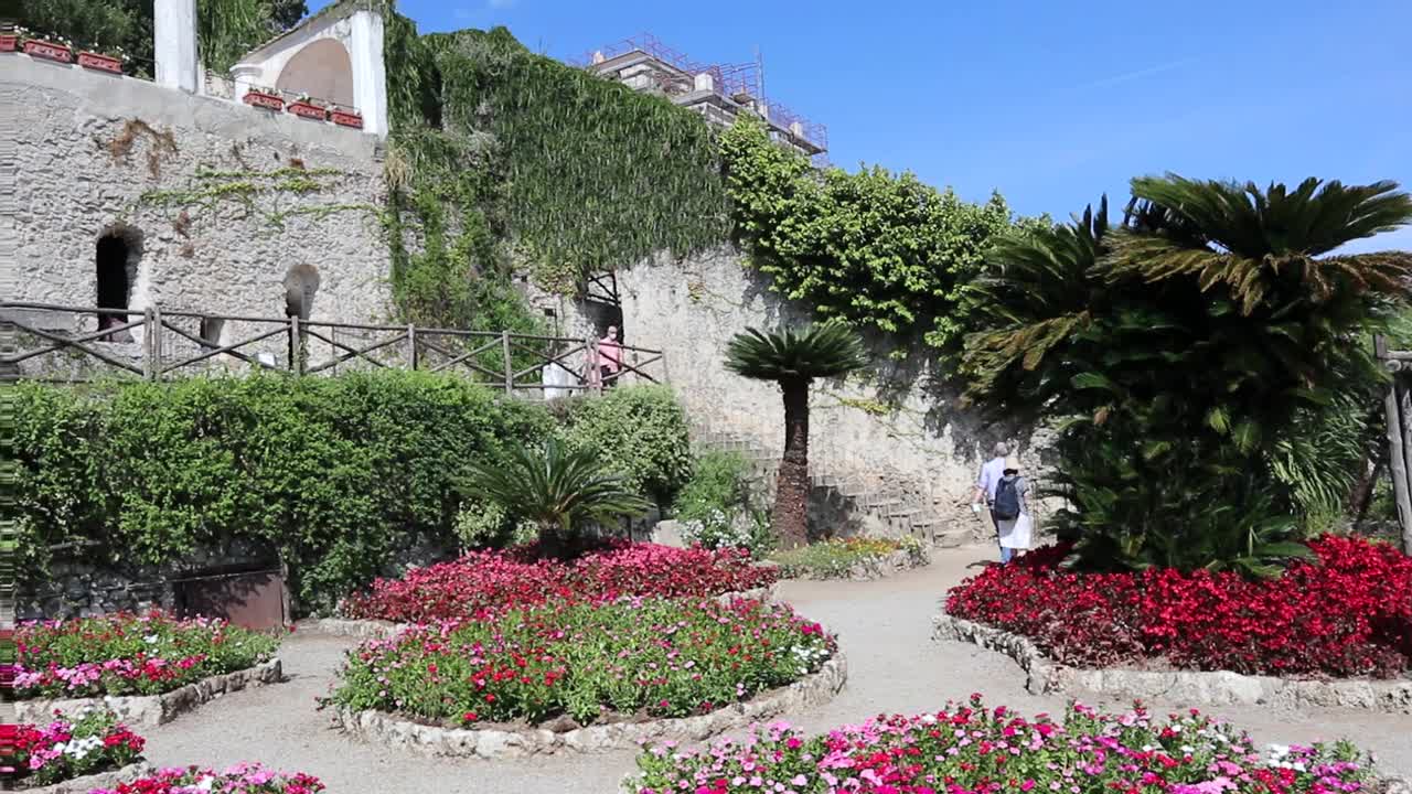 Ravello - Villa Rufolo花园概览视频素材