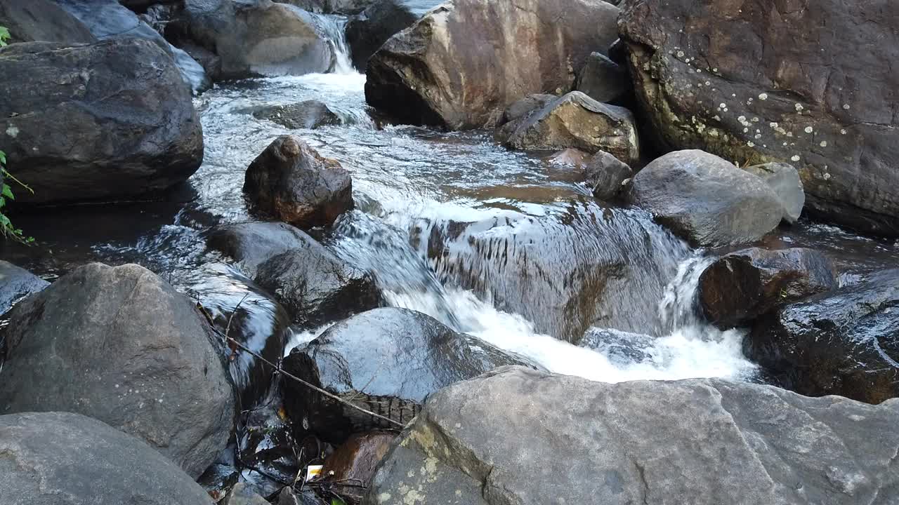 美丽的泉水穿过印度森林的岩石视频素材