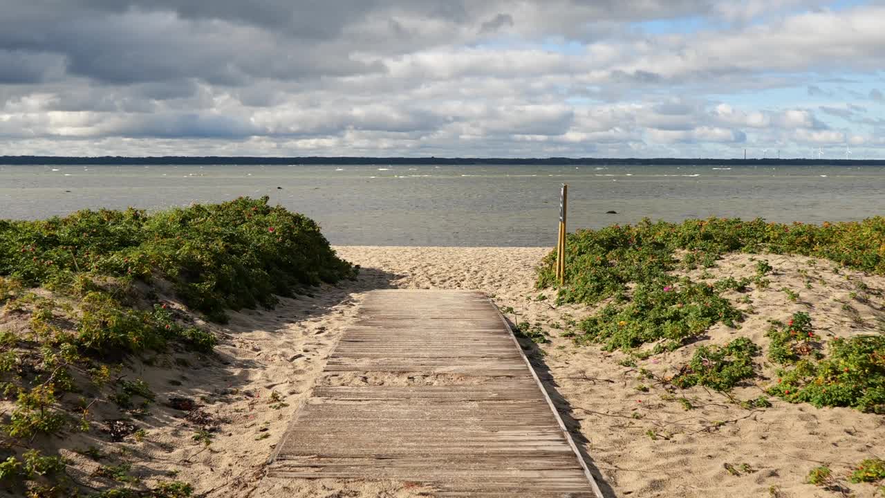 秋天波罗的海海滨的宁静景色视频素材