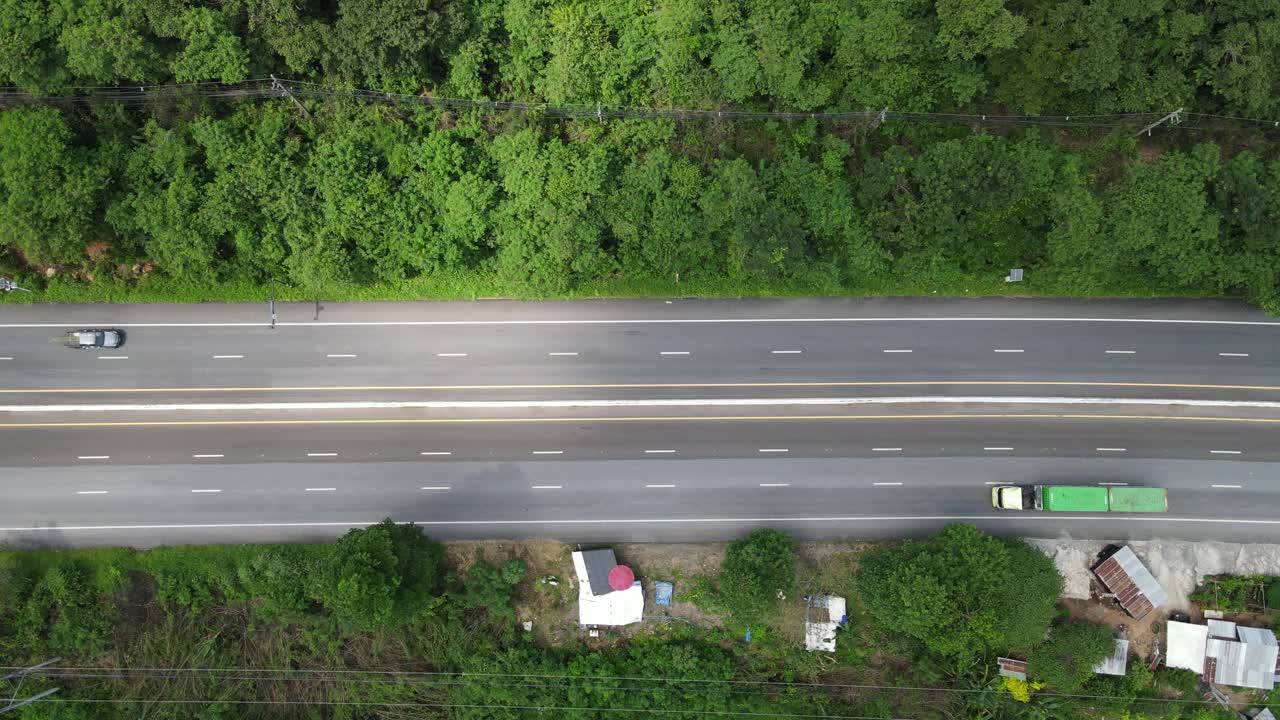 森林道路的鸟瞰图视频素材