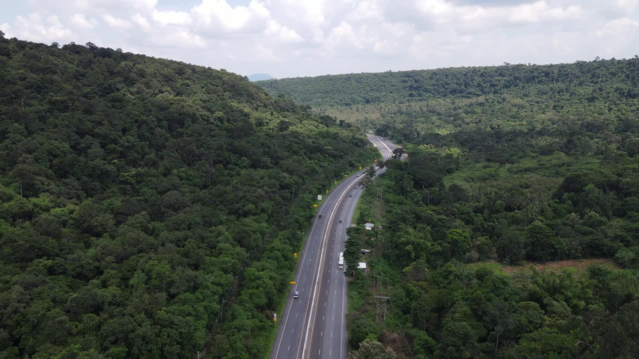 森林道路的鸟瞰图视频素材