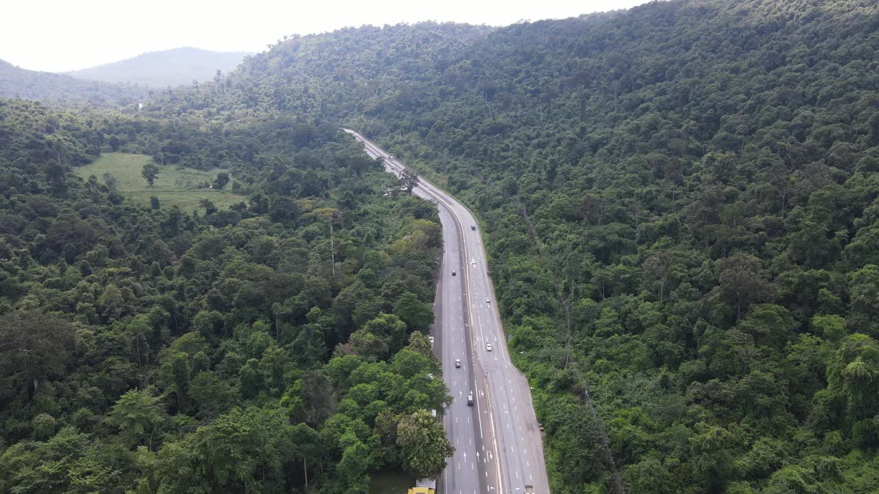 森林道路的鸟瞰图视频素材