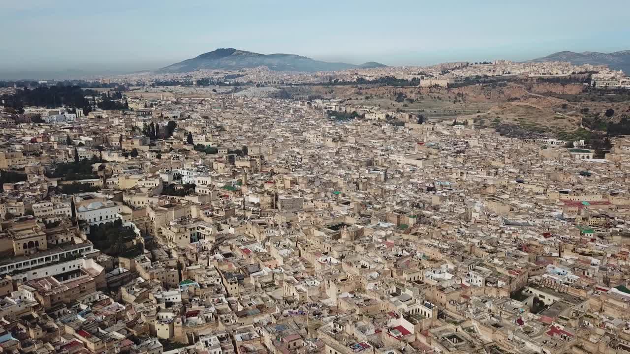 鸟瞰图老麦地那在菲斯，摩洛哥视频素材