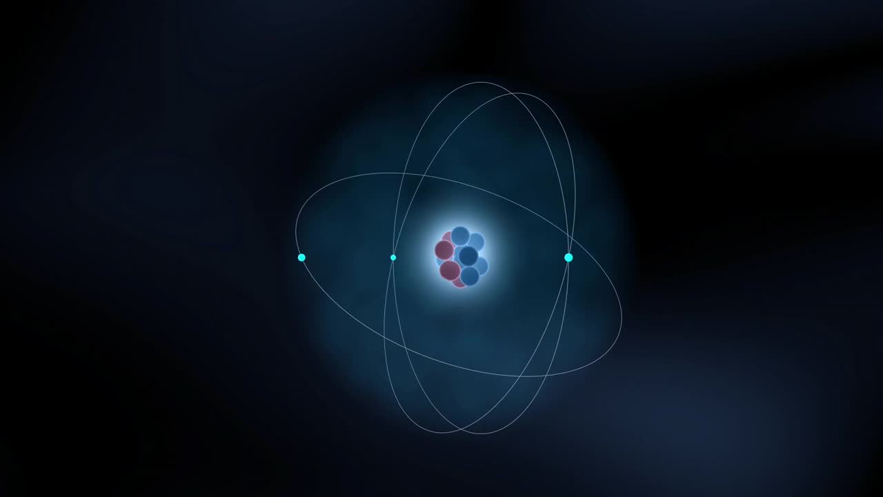 原子核、原子壳层和轨道电子的原子结构-三维图解视频素材