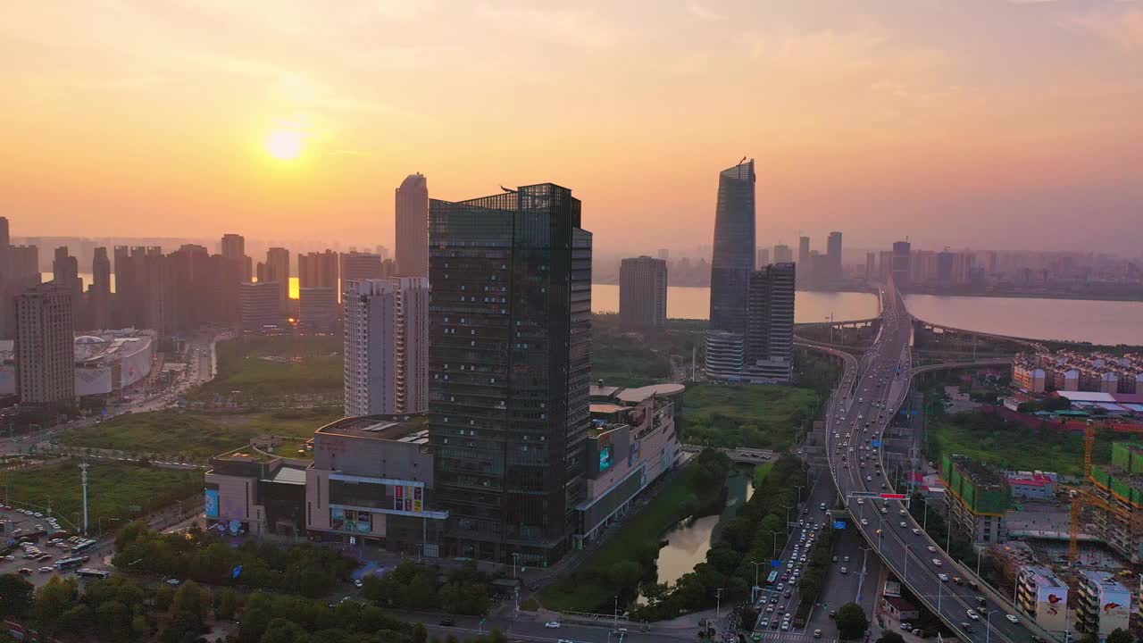 航拍城市建筑风景视频素材