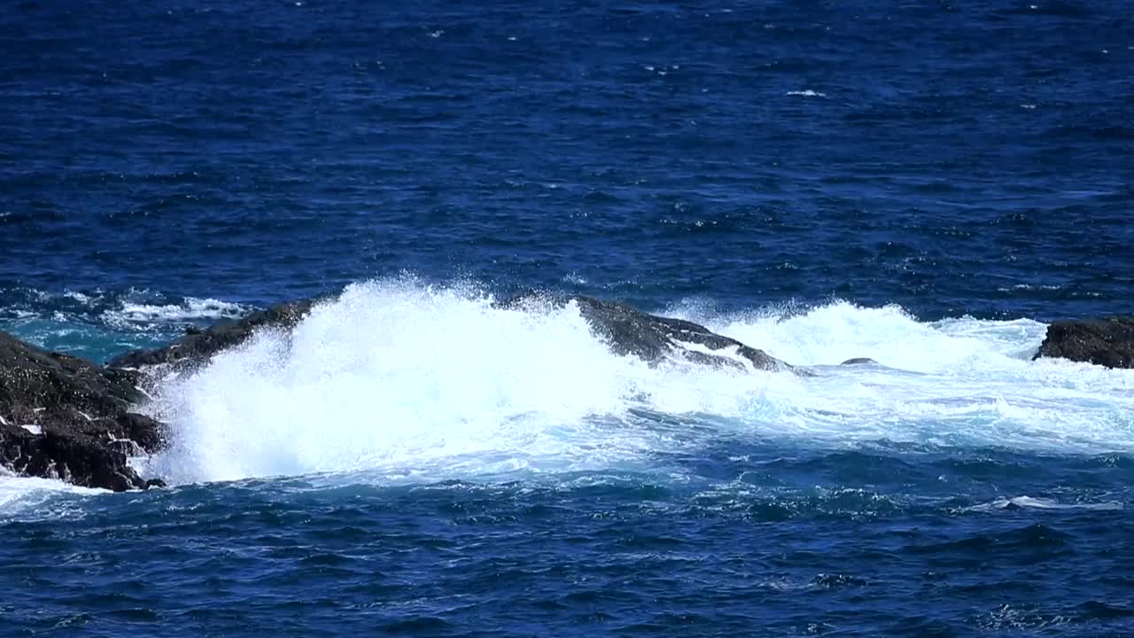 海水撞击暗礁视频下载