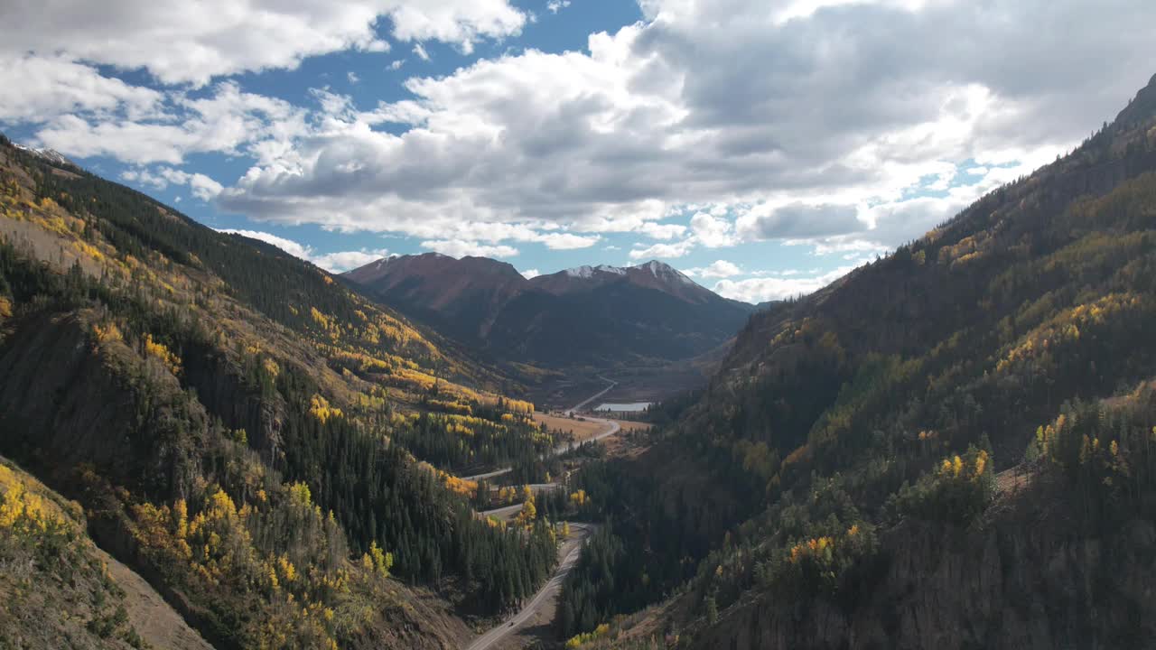 空中俯瞰科罗拉多州山上的秋天树叶视频素材