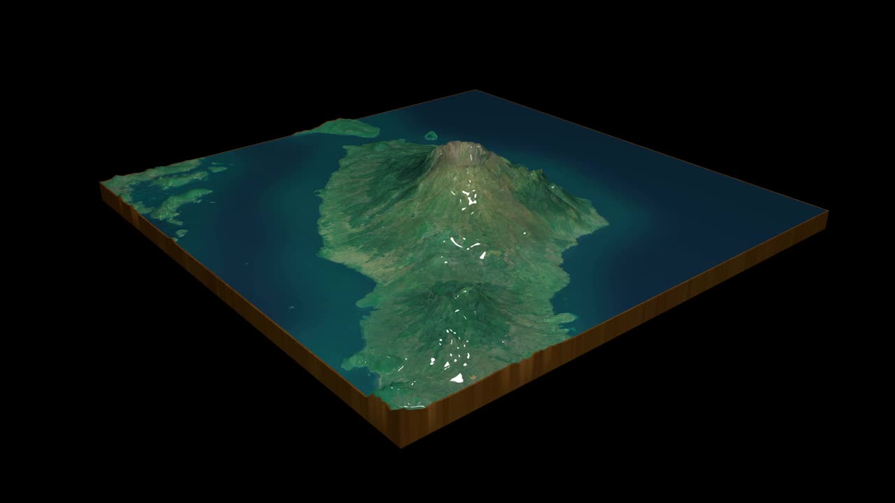 坦博拉山地形地图3D渲染360度循环动画视频素材