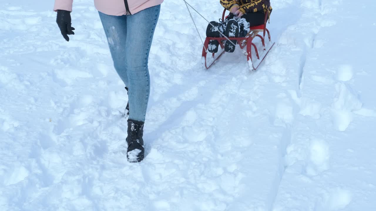 快乐的滑雪橇。视频素材