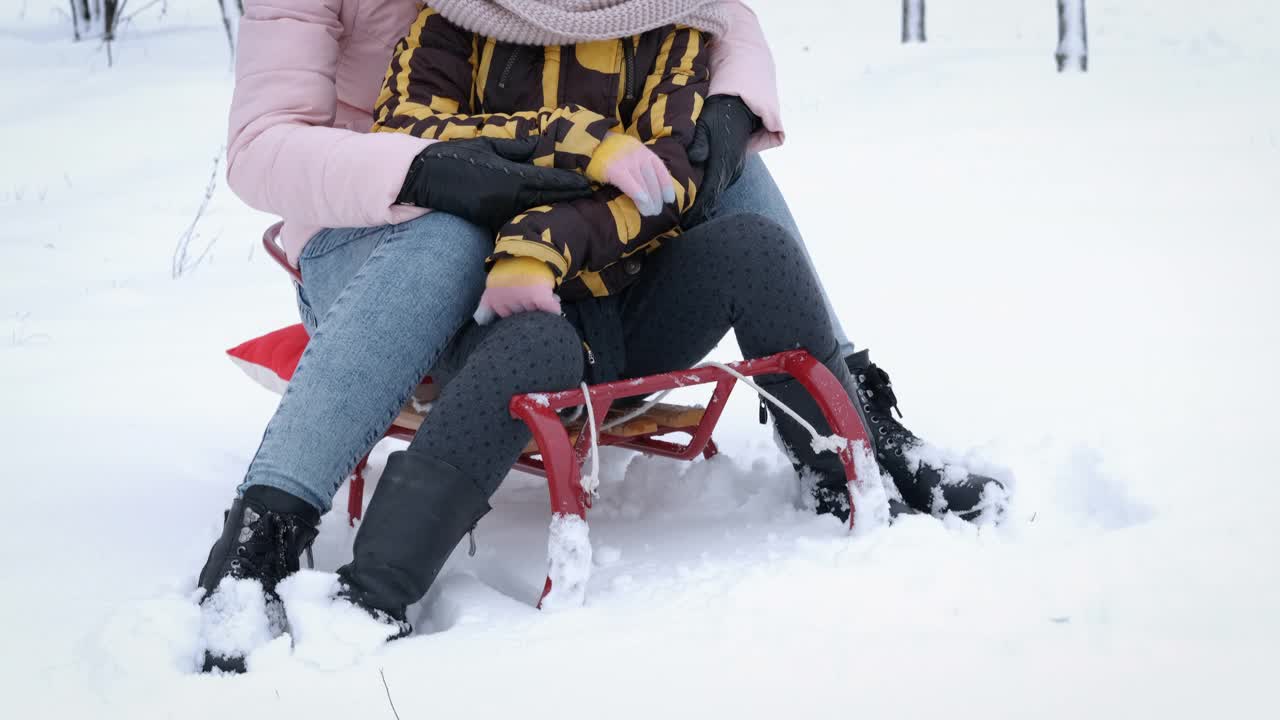 雪橇上的欢笑时光。视频素材