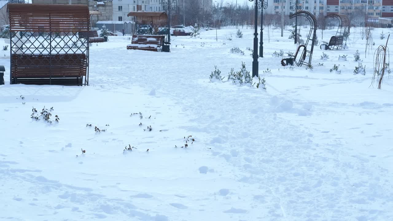 和妈妈和孩子一起滑雪橇。视频素材