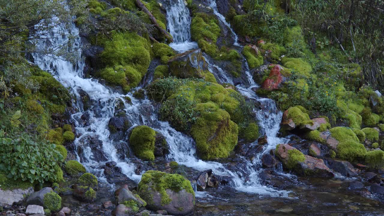 珍妮瀑布流入怀俄明州阿夫顿附近的斯威夫特溪视频素材