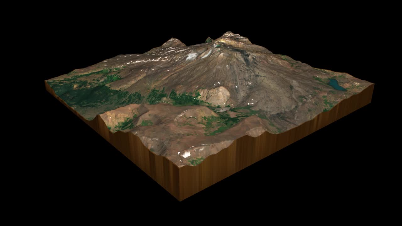 科帕休火山地形地图3D渲染360度循环动画视频素材