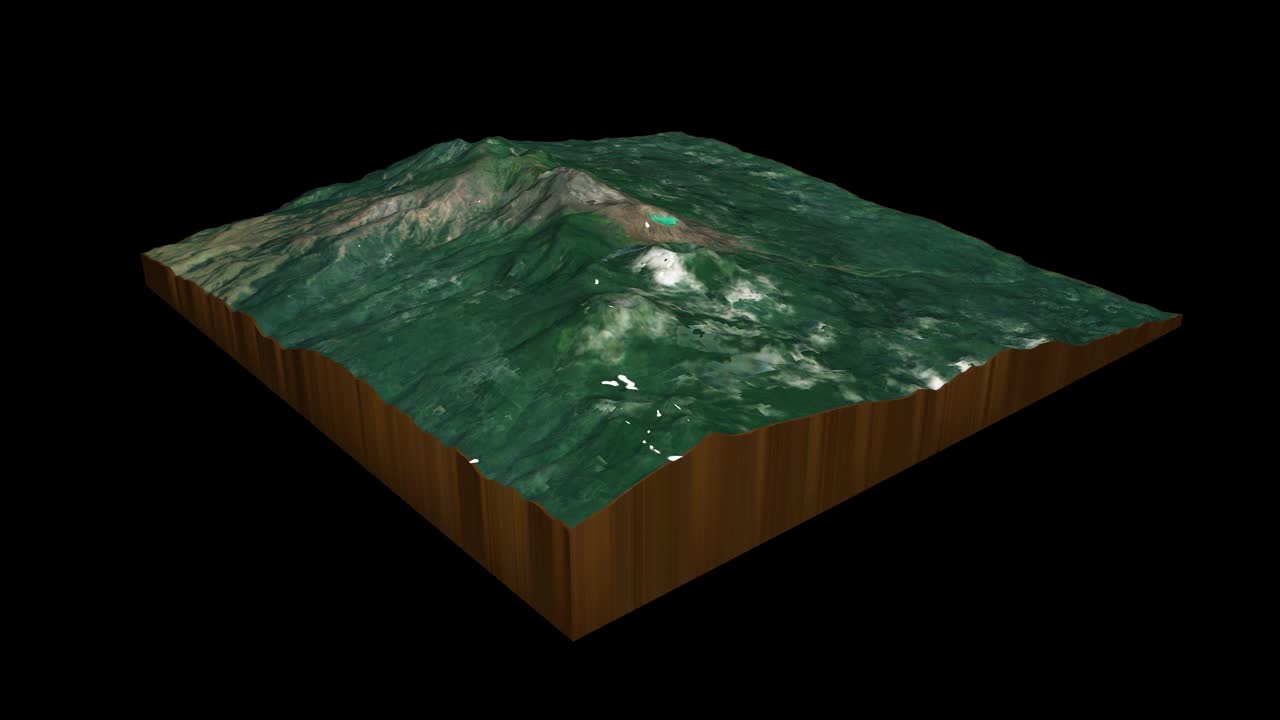 Rincon de la Vieja火山地形地图3D渲染360度循环动画视频素材