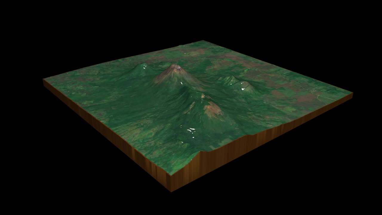 圣克里斯托火山地形地图3D渲染360度循环动画视频素材