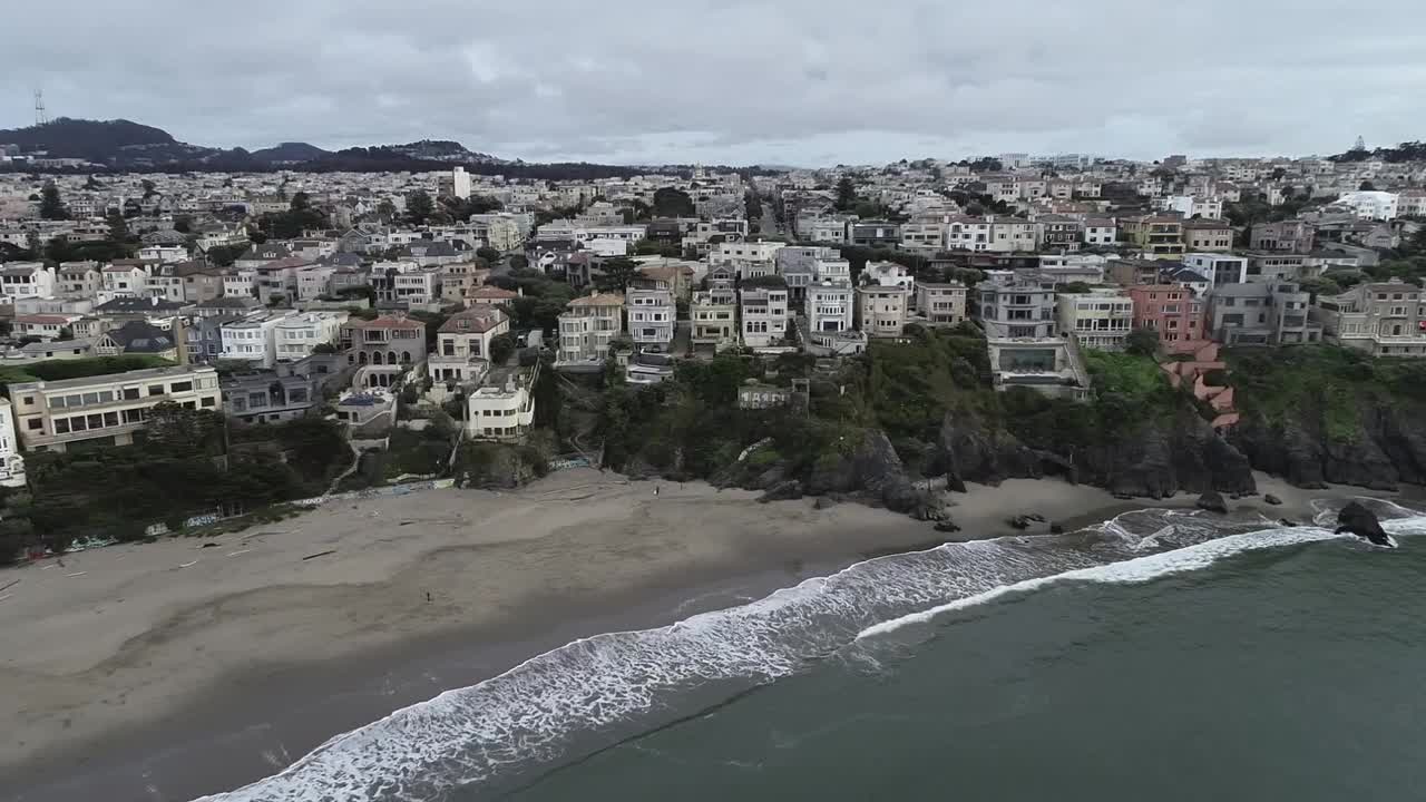 加利福尼亚州旧金山的海崖地区和贝克海滩。背景。美国视频素材