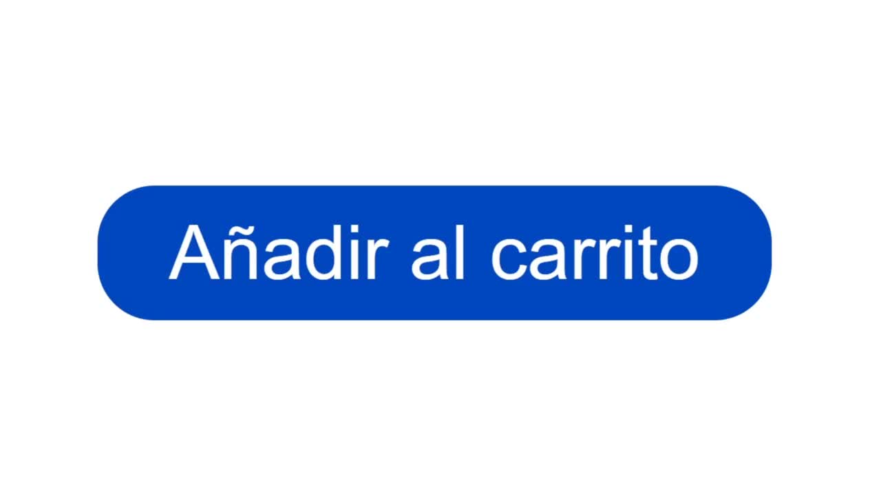 西班牙语。鼠标光标滑过并单击“添加到购物车”。鼠标点击添加到购物车在线软件的设备屏幕视图。互联网网站上的观点。视频素材