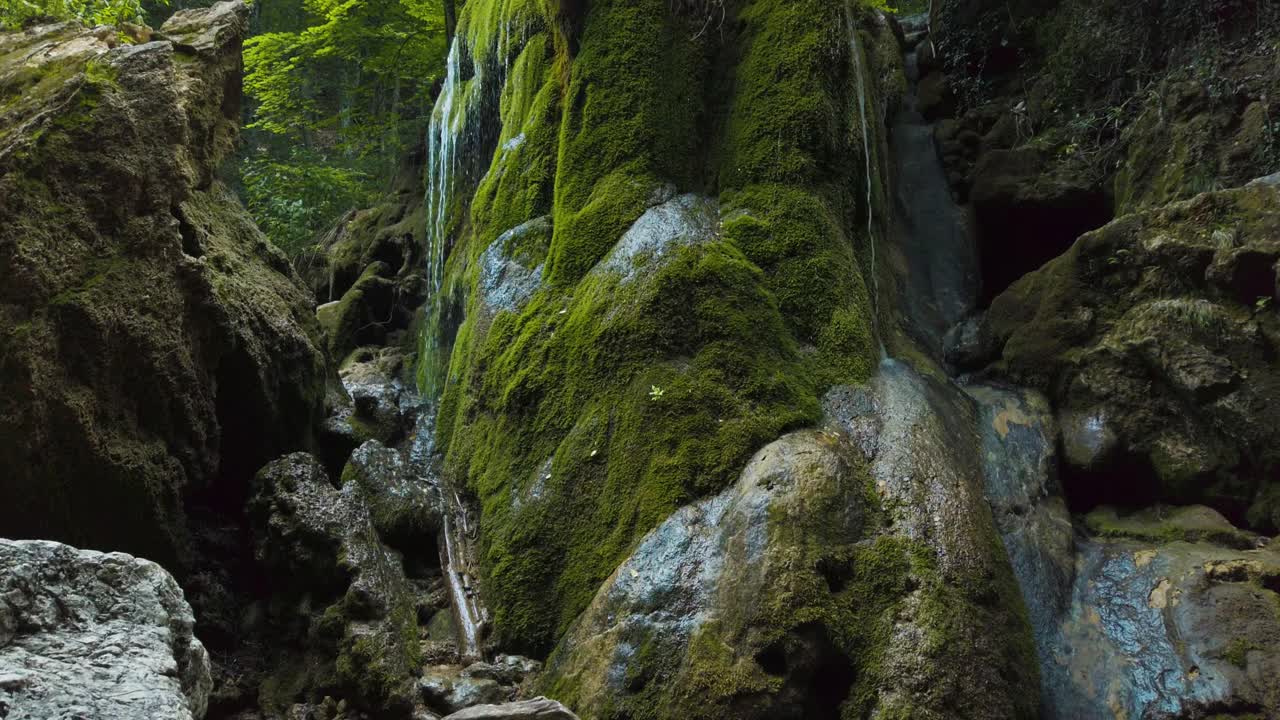 瀑布和苔藓视频素材