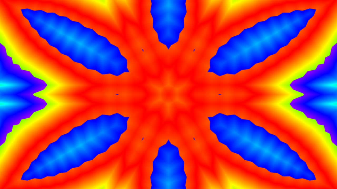 画面定格动画图形插图曼荼罗背景几何万花筒形状抽象霓虹灯混合镜子涂鸦全彩视频素材