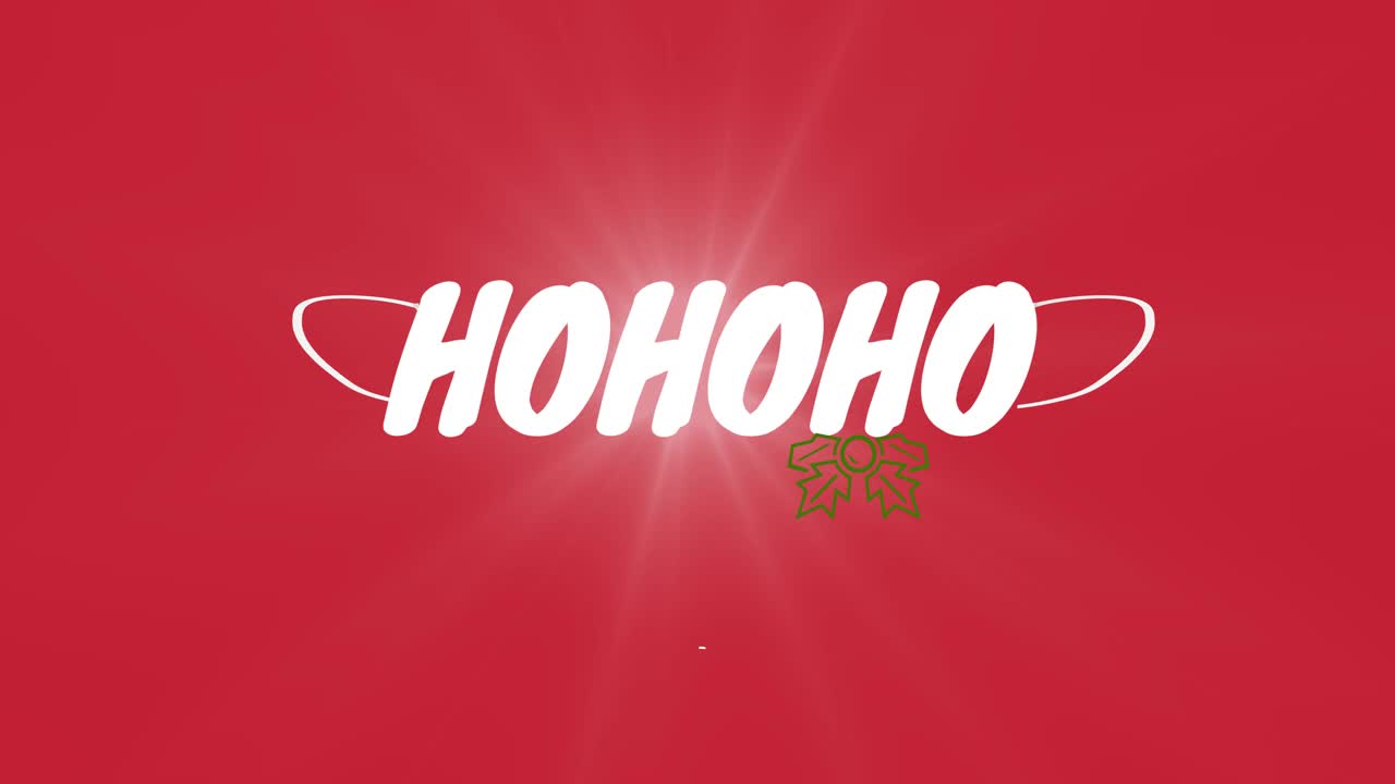 动画快乐的圣诞节和快乐的新年文本与hohoho文本在红色背景视频素材