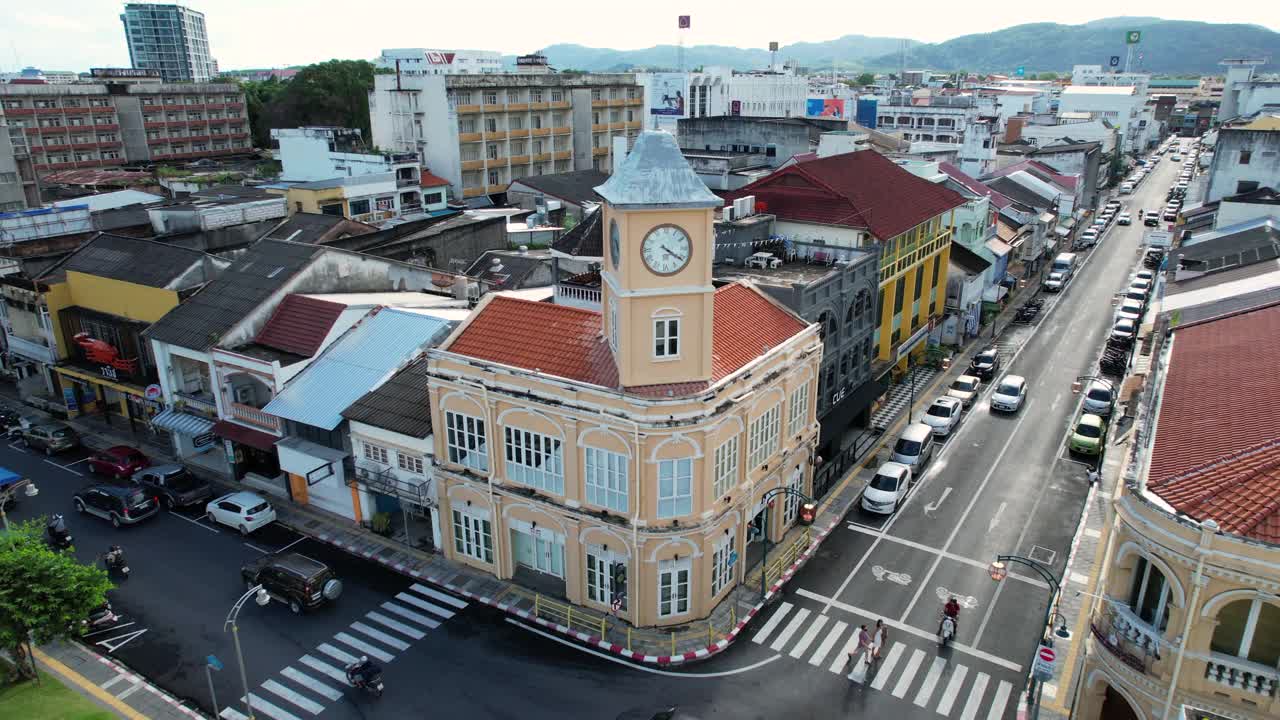 鸟瞰普吉岛旧城，普吉岛，泰国南部视频素材