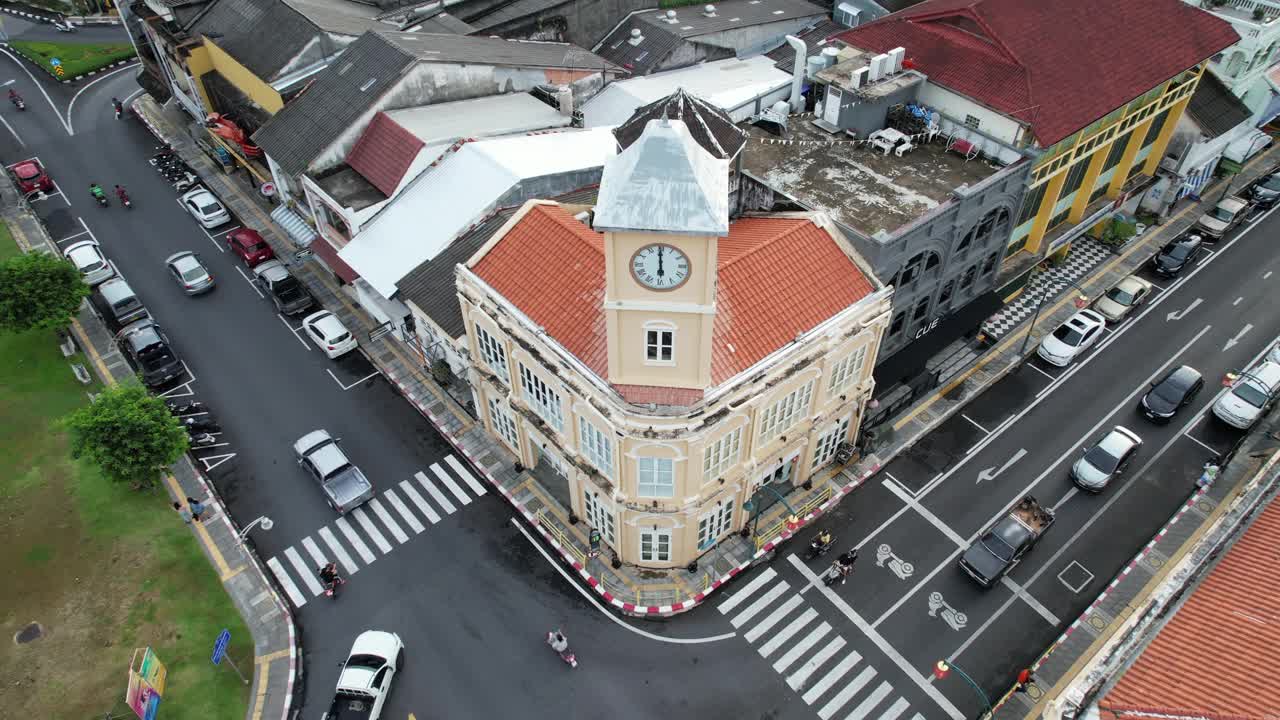 鸟瞰普吉岛旧城，普吉岛，泰国南部视频素材