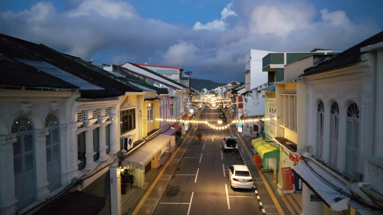 鸟瞰普吉岛旧城，普吉岛，泰国南部视频素材