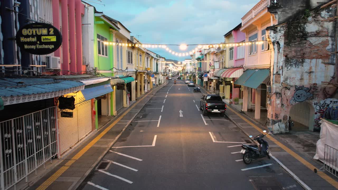 鸟瞰普吉岛旧城，普吉岛，泰国南部视频素材