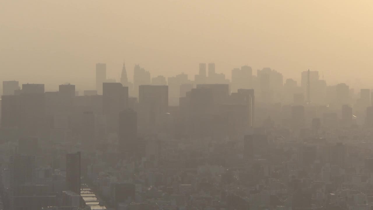 空中，黄昏的东京天际线，日本视频素材