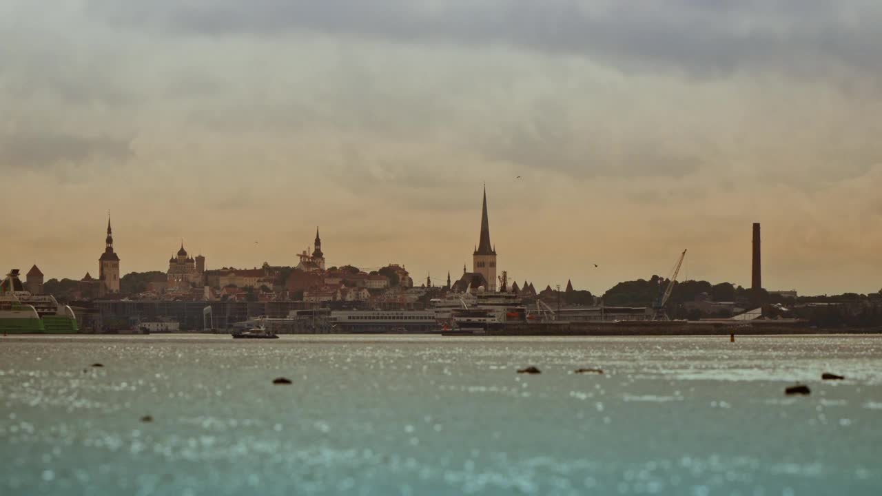 塔林湾海景。视频素材