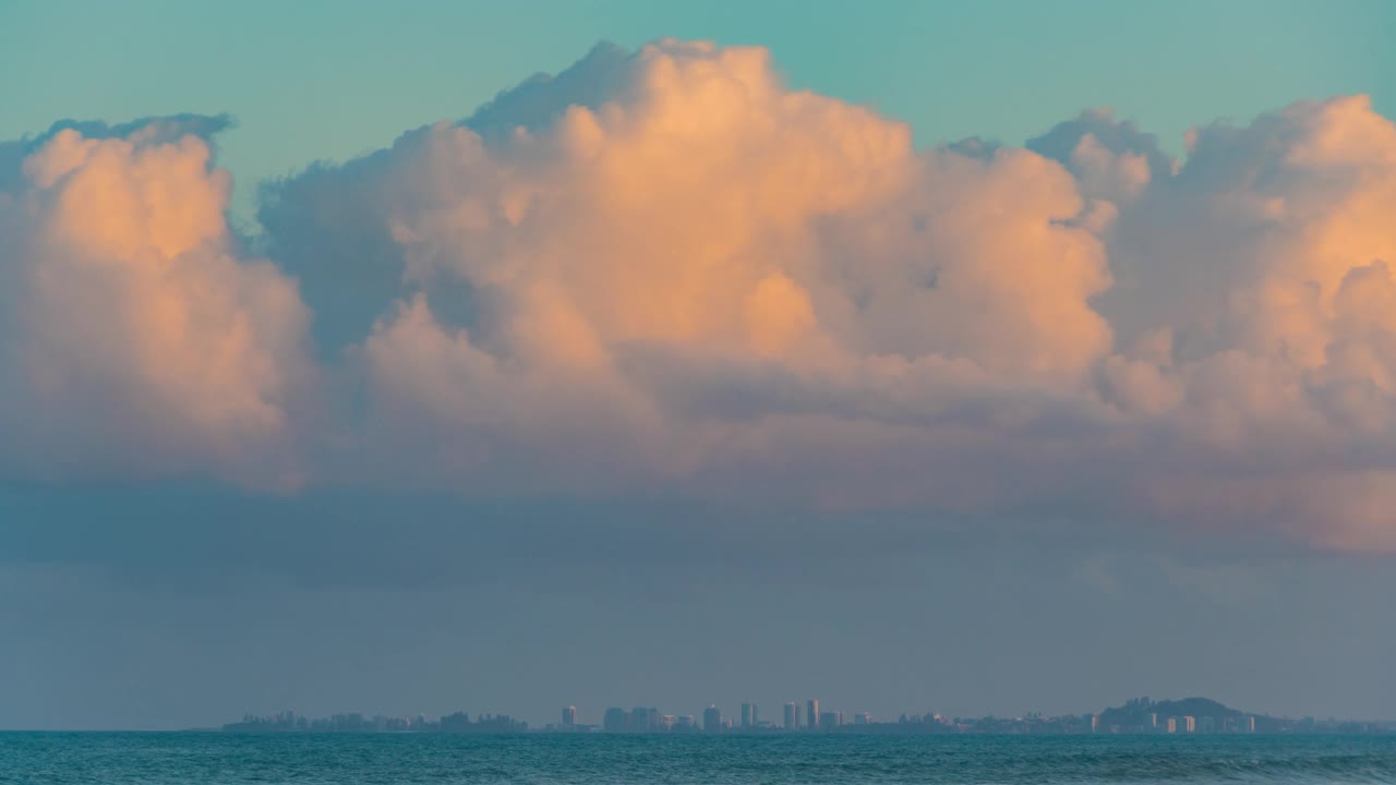 冲浪者天堂海滩时间推移日落，黄金海岸视频素材