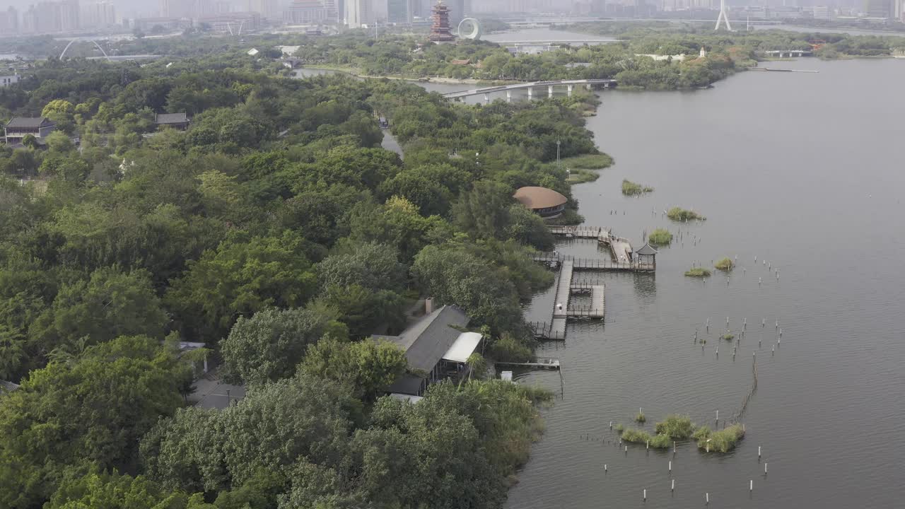 中国园林建筑的空中透视视频素材