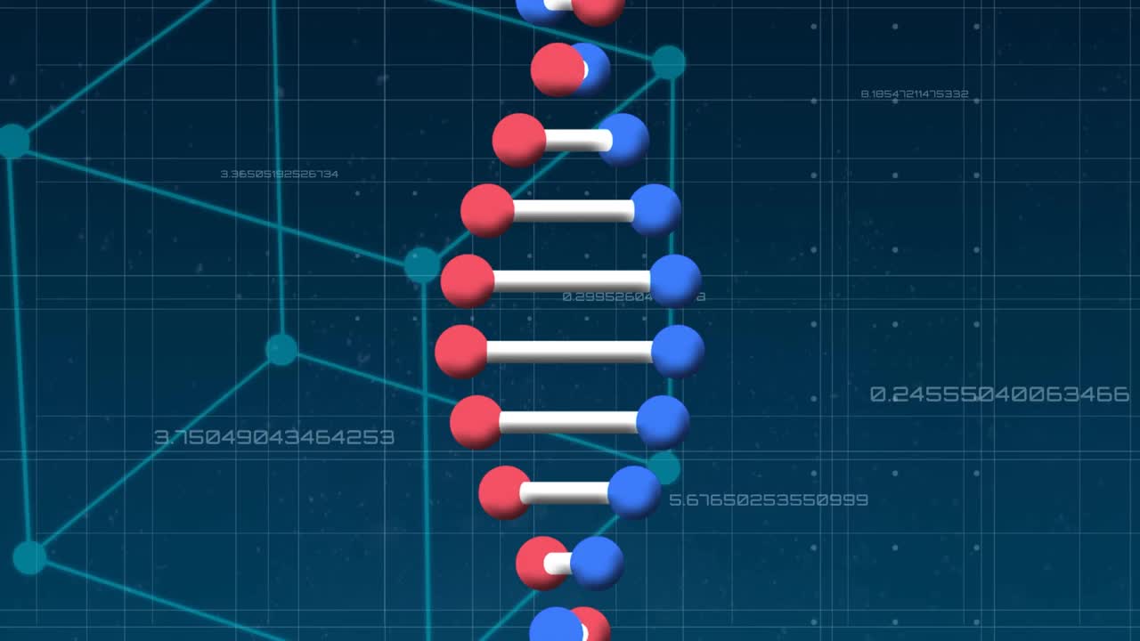 在连接网络上的dna链动画视频素材