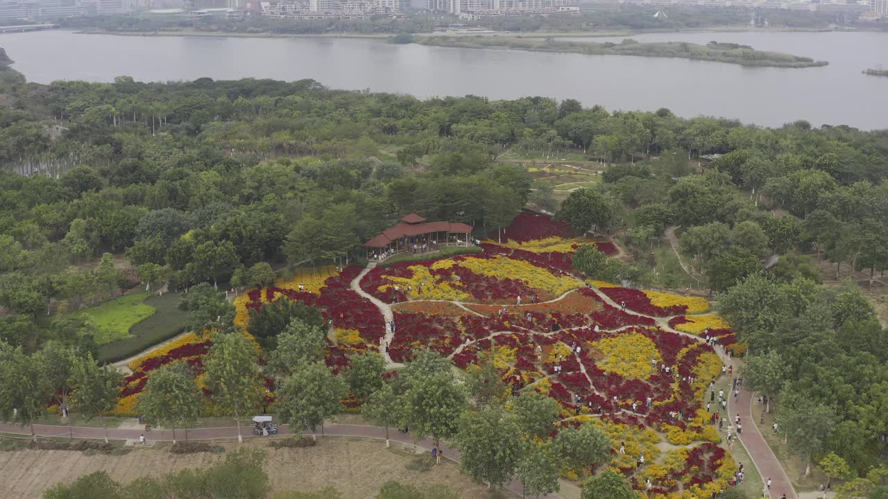 中国园林建筑的空中透视视频素材