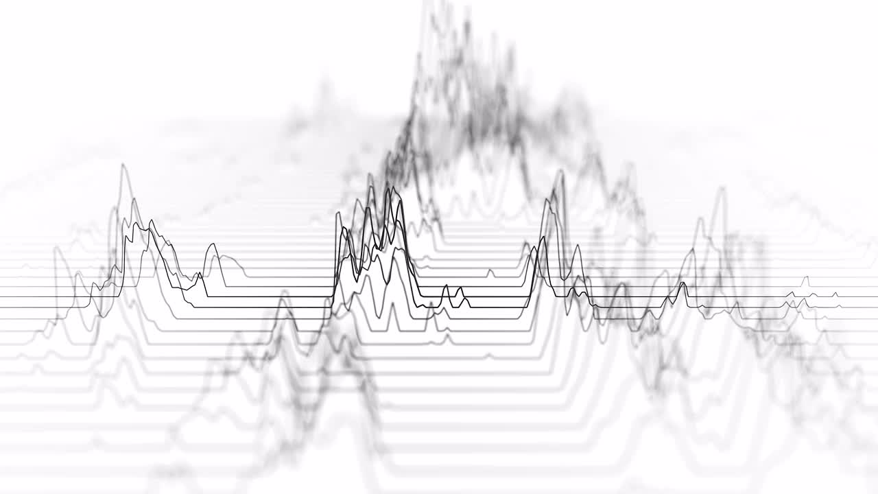 音频波从白色背景线。抽象音乐的波动。未来的声波可视化。合成音乐技术样本。调整打印。视频素材