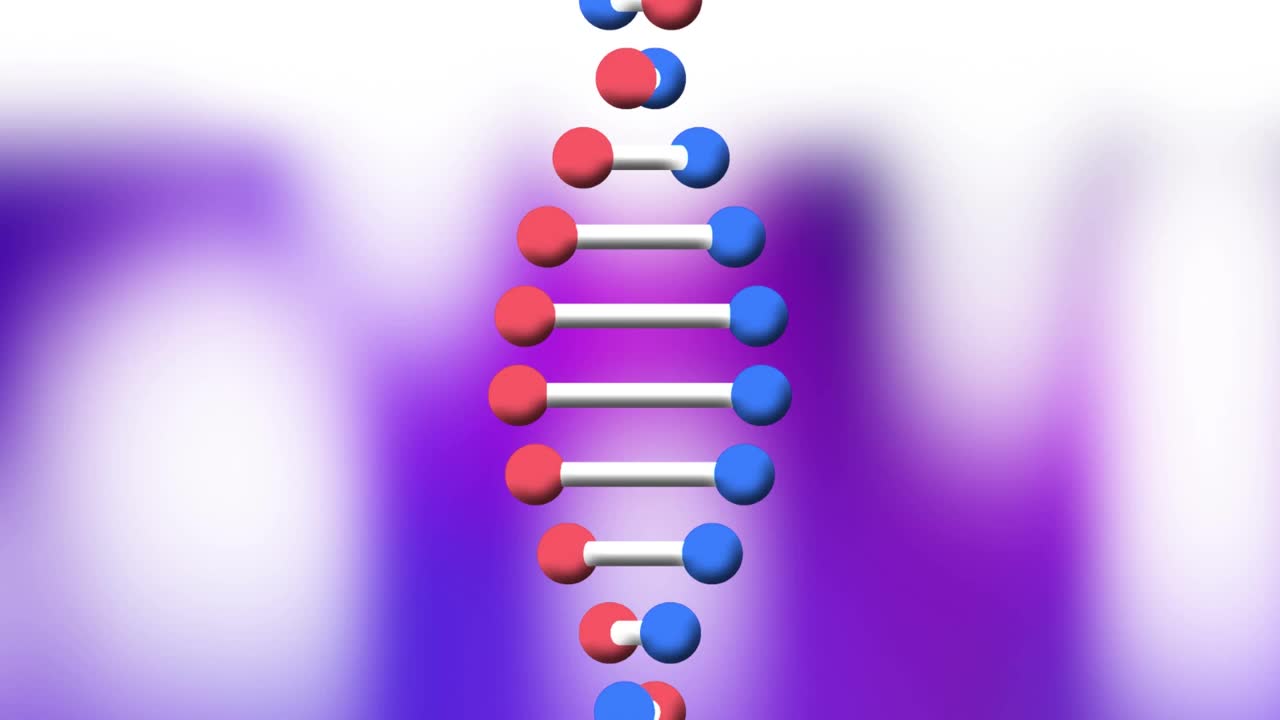 动画的dna链上彩色的数字背景视频素材