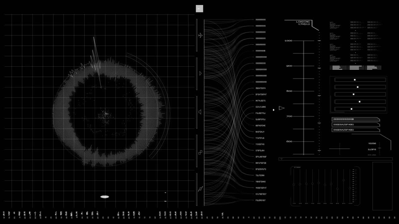 在黑色背景上进行数据处理的范围扫描动画视频素材