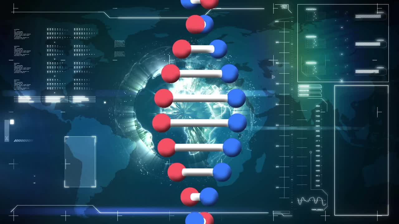 动画的dna链数据处理在黑色背景视频素材