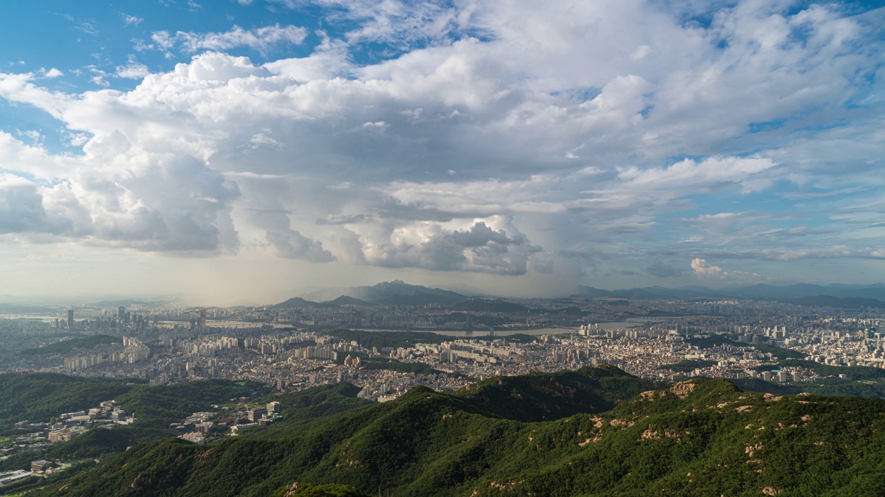 白天-汉江、冠岳山和北汉山周边的市中心风景/韩国首尔视频素材