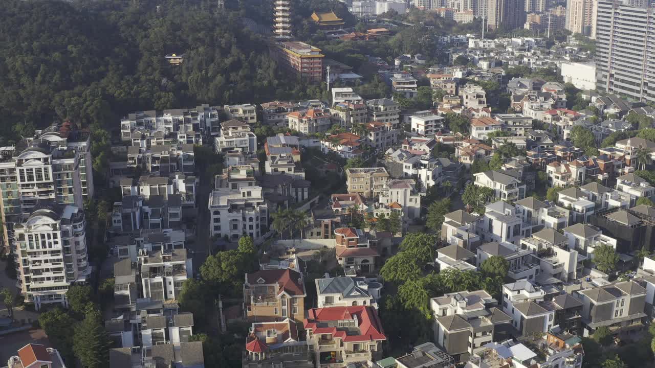 厦门城市天际线，鸟瞰图视频素材