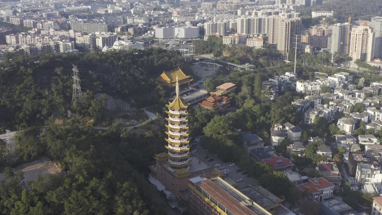 厦门城市天际线，鸟瞰图视频素材