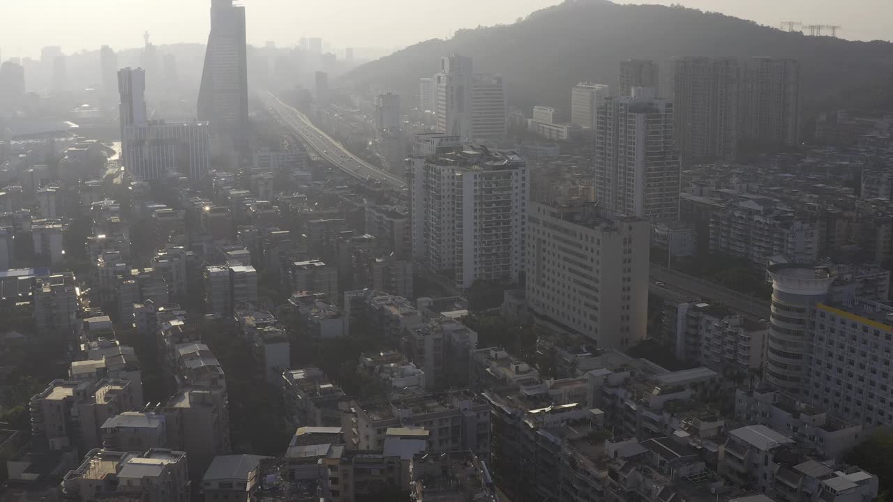 厦门城市天际线，鸟瞰图视频素材