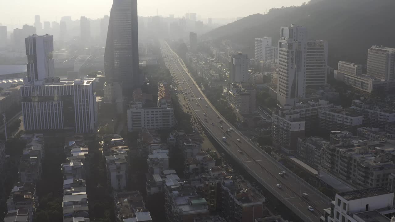 厦门城市天际线，鸟瞰图视频素材