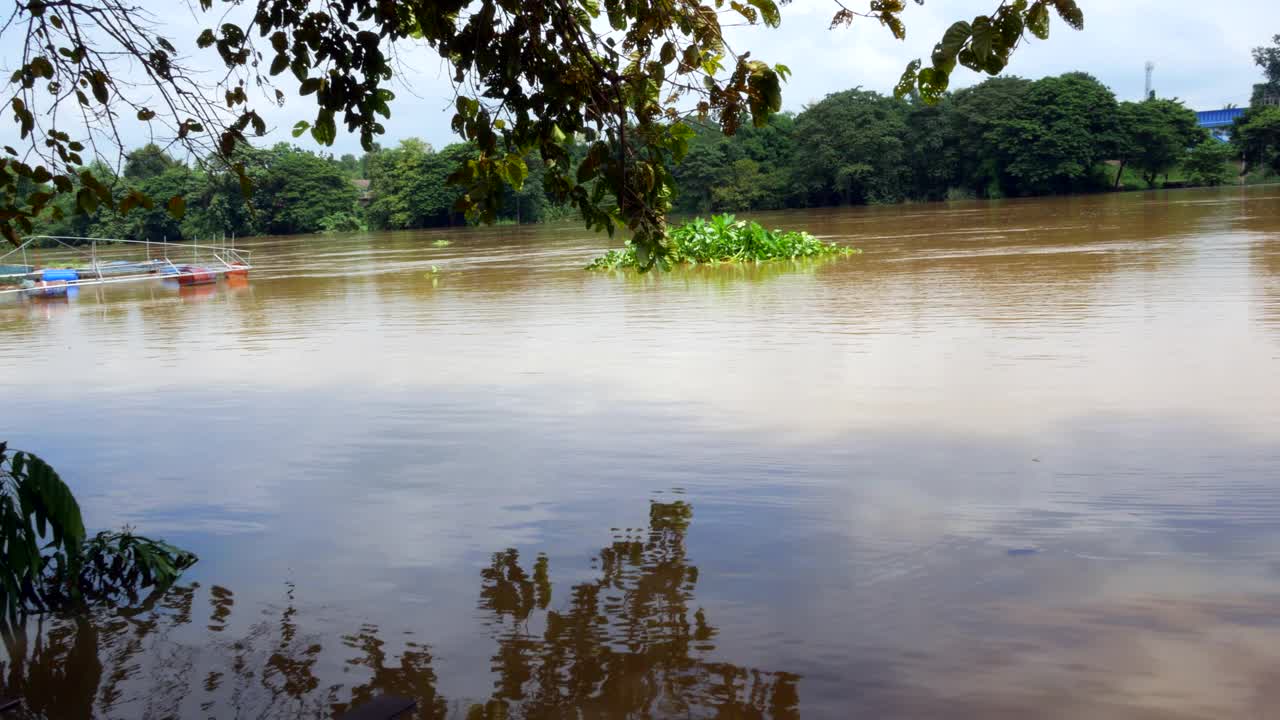 美克洛河在暴雨后淹没了郊区视频素材