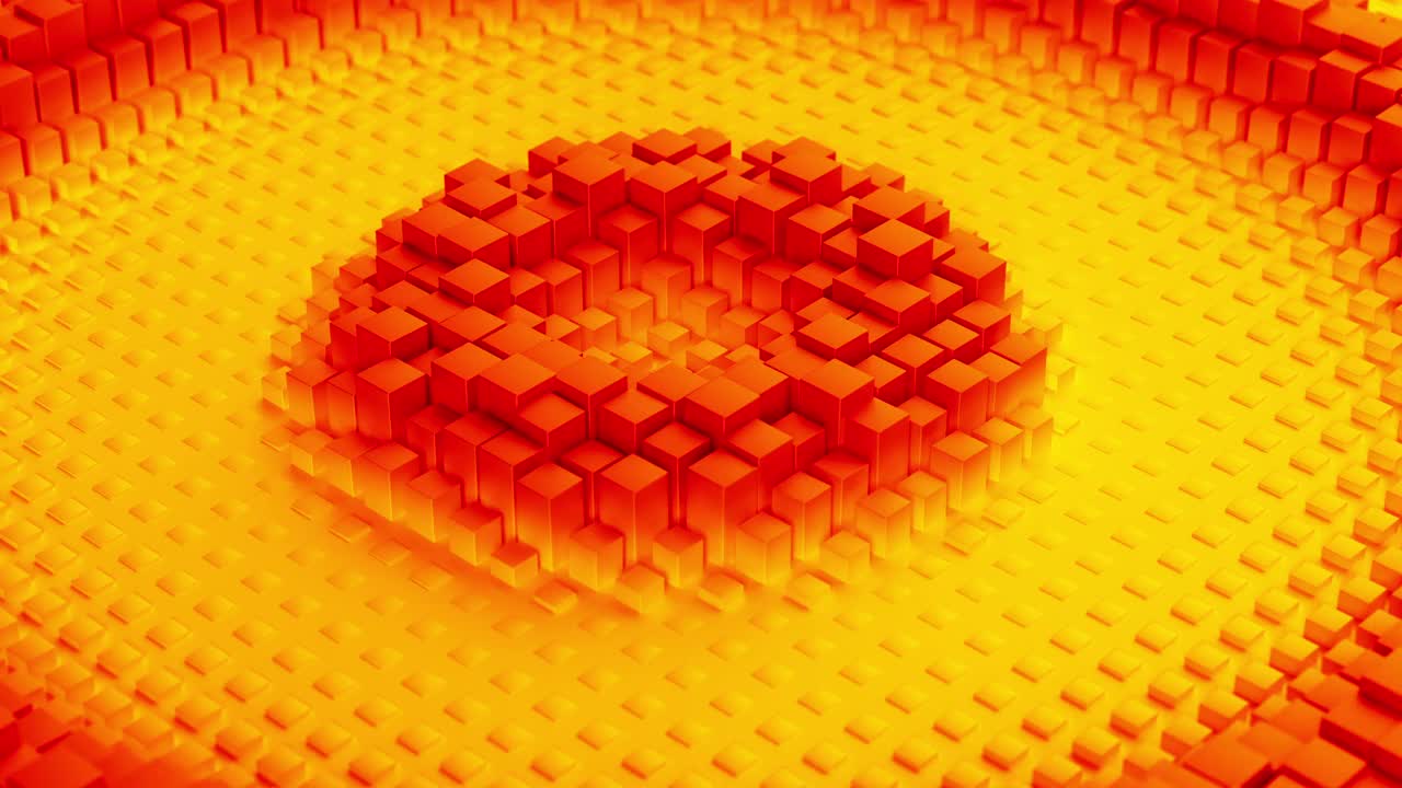 Ripple of orange cubes seamless loop 3D渲染动画视频素材