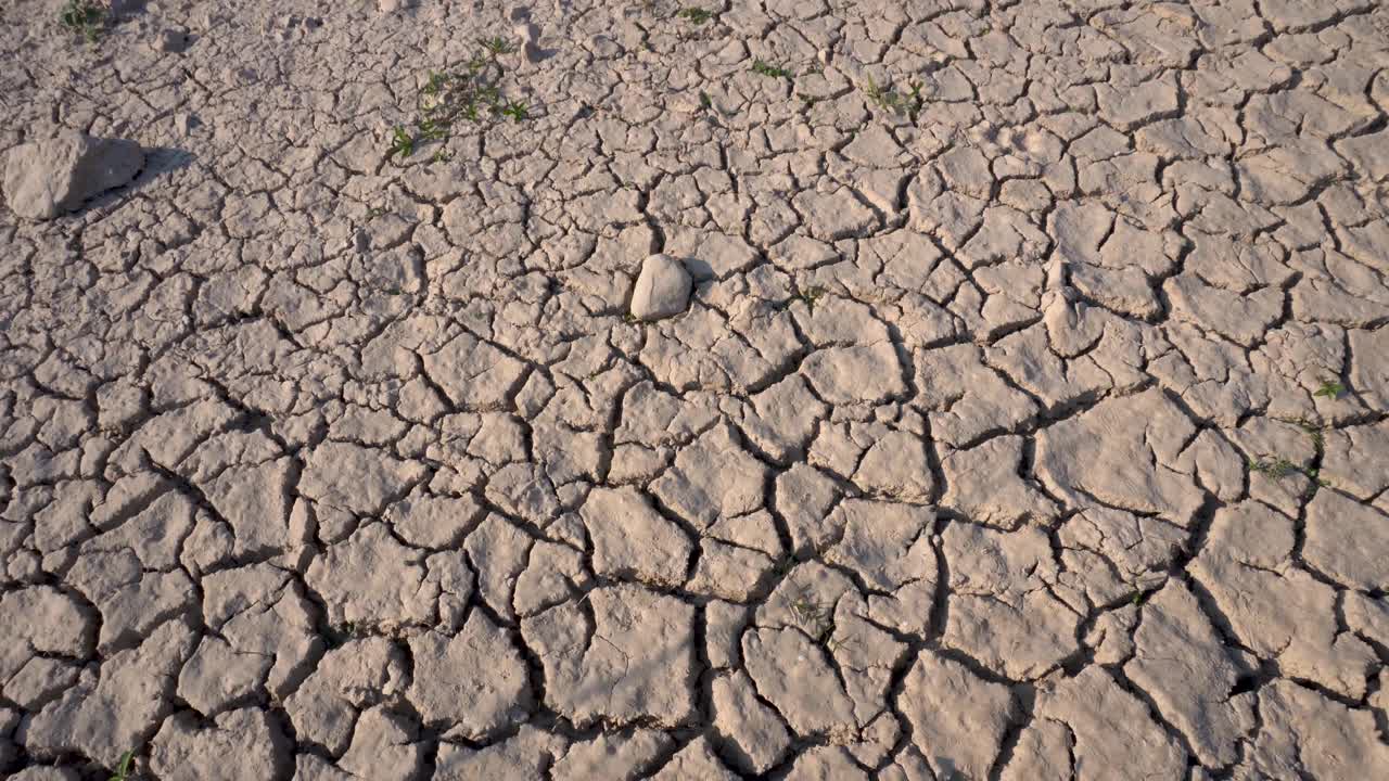 地面因缺水而开裂视频素材