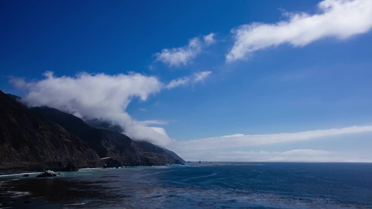 时间流逝-加利福尼亚太平洋海岸的云景视频素材