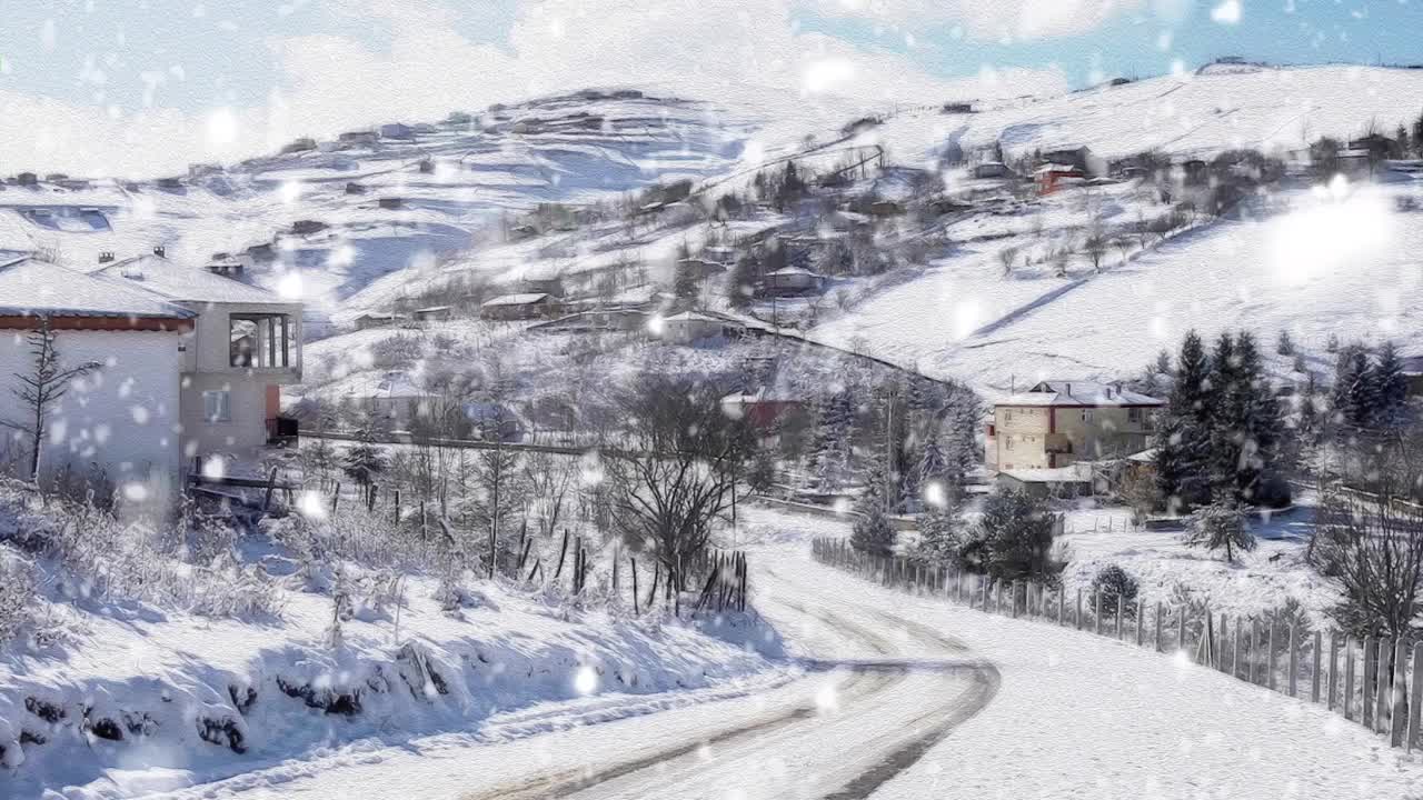 壮丽的自然美景和冬季的雪景。视频素材