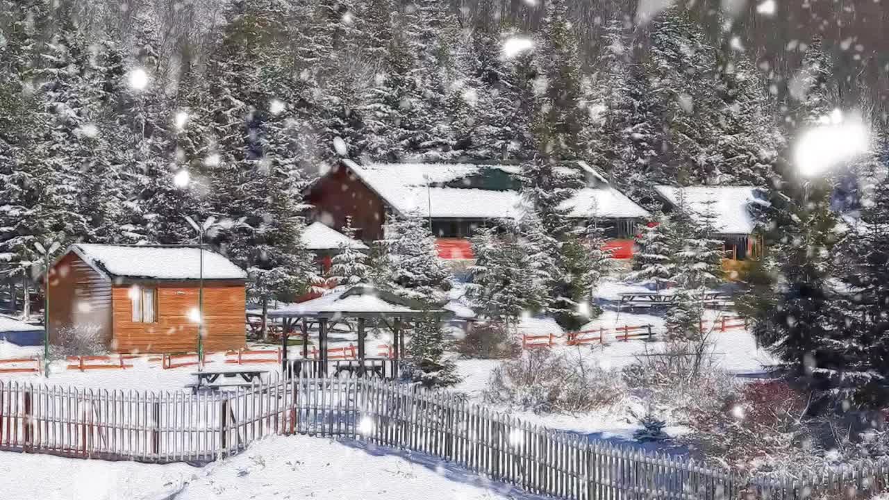 壮丽的自然美景和冬季的雪景。视频素材